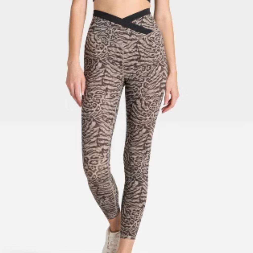 JoyLab high rise crossover waistband animal print NWT x